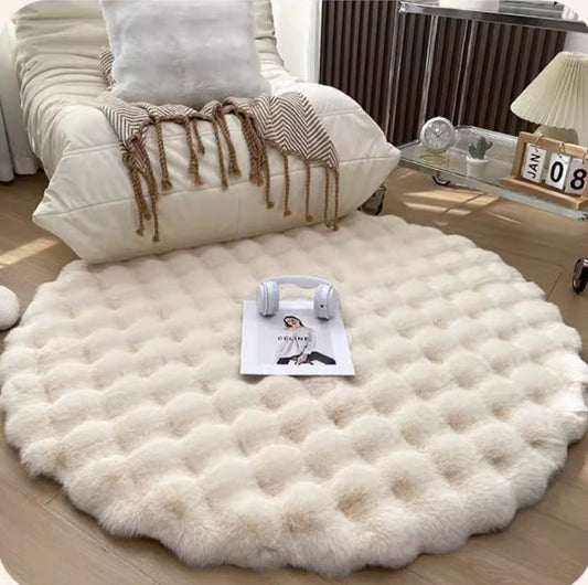 Creme Style Luxury Bunny Plush Rug Living Room Bedroom Beige NALANI
