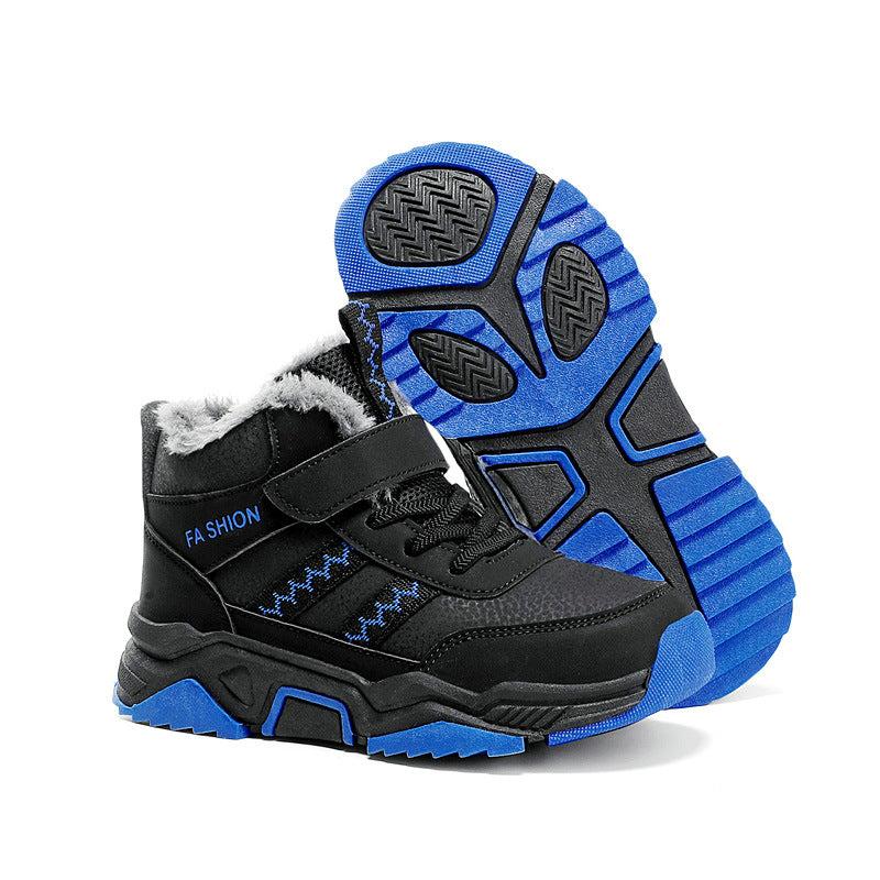 Non Slip Snow Boots For Girls Warm Cotton Boots Kids Black and blue NALANI