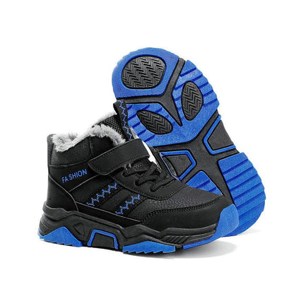 Non Slip Snow Boots For Girls Warm Cotton Boots Kids Black and blue NALANI