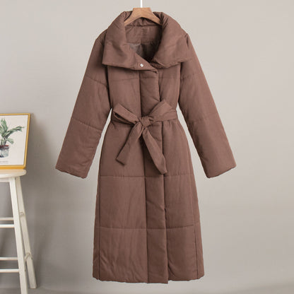 Casual Cotton Winter Coat With Standing Collar For All Brown NALANI