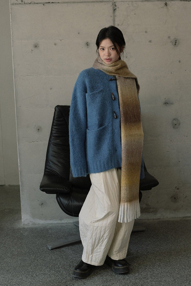 Soft Wool Blend Gradient Fringe Scarf Long Knit Wrap NALANI
