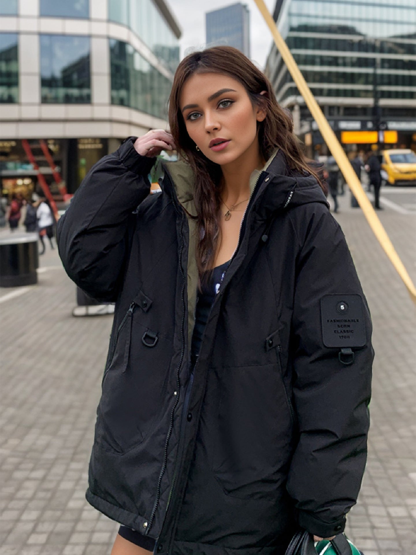Casual Outdoor Down Jacket With Stand Collar For Men Women Black NALANI