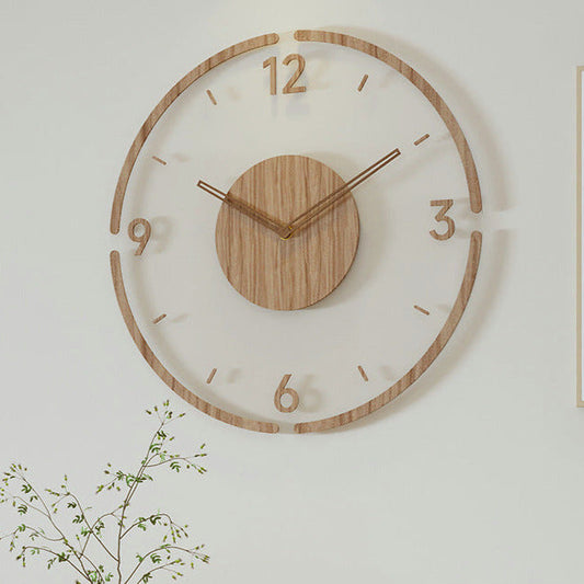 Nordic Silent Wall Clock in Real Wood, 35 cm - Minimalist Decor NaLani