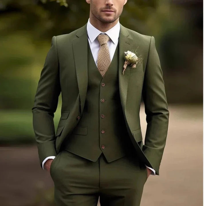 Men's 3-Piece Suit - 2-Button Formal Suit with Vest and Trousers
