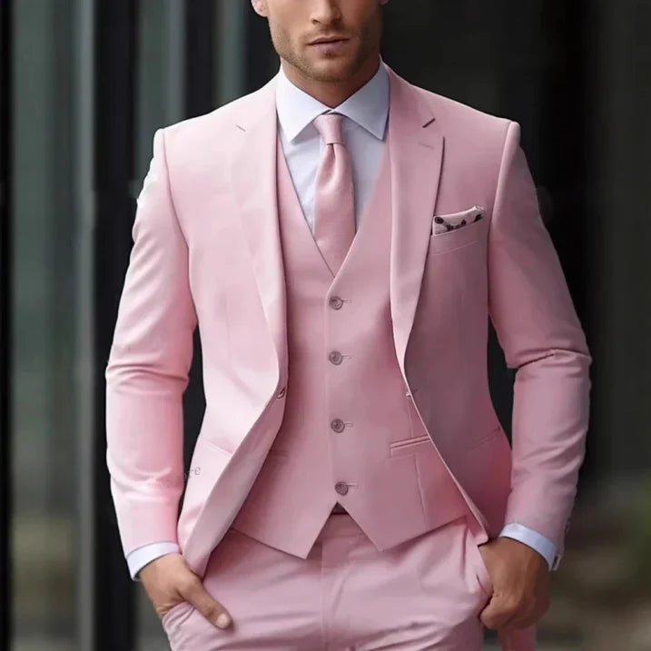 Men's 3-Piece Suit - 2-Button Formal Suit with Vest and Trousers