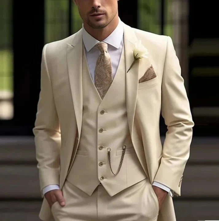 Men's 3-Piece Suit - 2-Button Formal Suit with Vest and Trousers