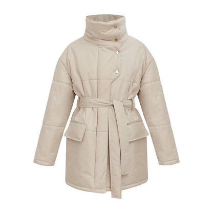 Quilted Winter Coat With Belted Waist And Tailored Fit Beige NALANI