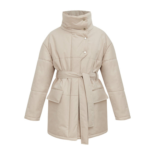 Quilted Winter Coat With Belted Waist And Tailored Fit Beige NALANI