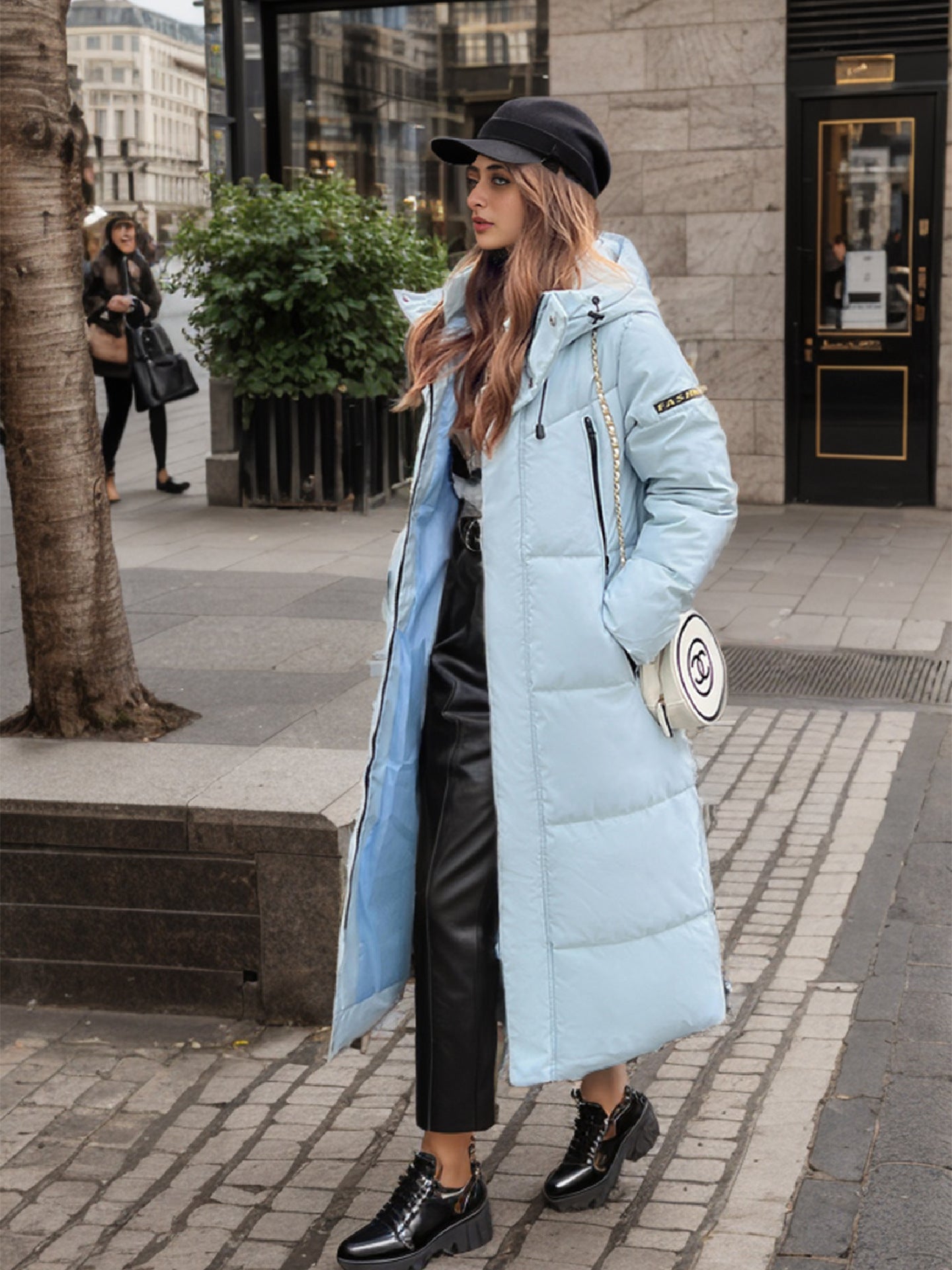 Ladies Down Cotton Padded Long Winter Coat With Hood NALANI