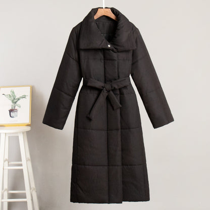 Casual Cotton Winter Coat With Standing Collar For All Black NALANI