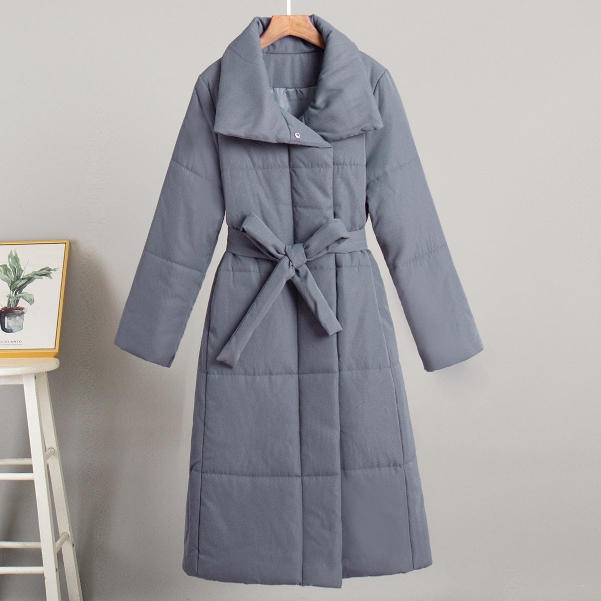 Casual Cotton Winter Coat With Standing Collar For All Dark gray NALANI