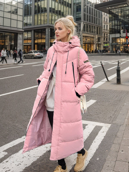 Ladies Down Cotton Padded Long Winter Coat With Hood NALANI