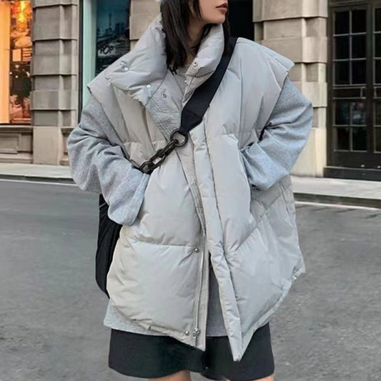 Down Cotton Womens Vest With Stand Collar For Cold Weather NALANI