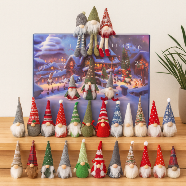 Premium Plush Gnome Advent Calendar 24 Unique Gnomes Gift