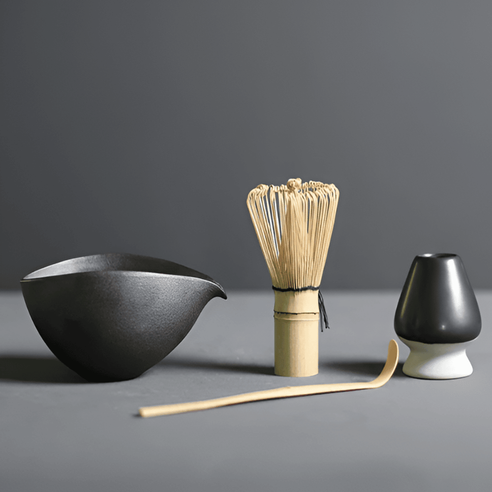 4 Piece Japanese Matcha Set for Traditional Tea Ceremony Black NALANI