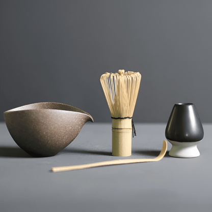 4 Piece Japanese Matcha Set for Traditional Tea Ceremony Light brown NALANI