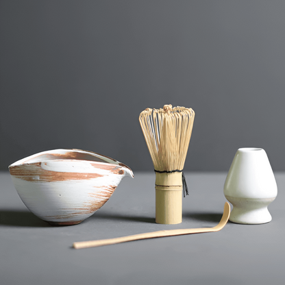 4 Piece Japanese Matcha Set for Traditional Tea Ceremony White NALANI