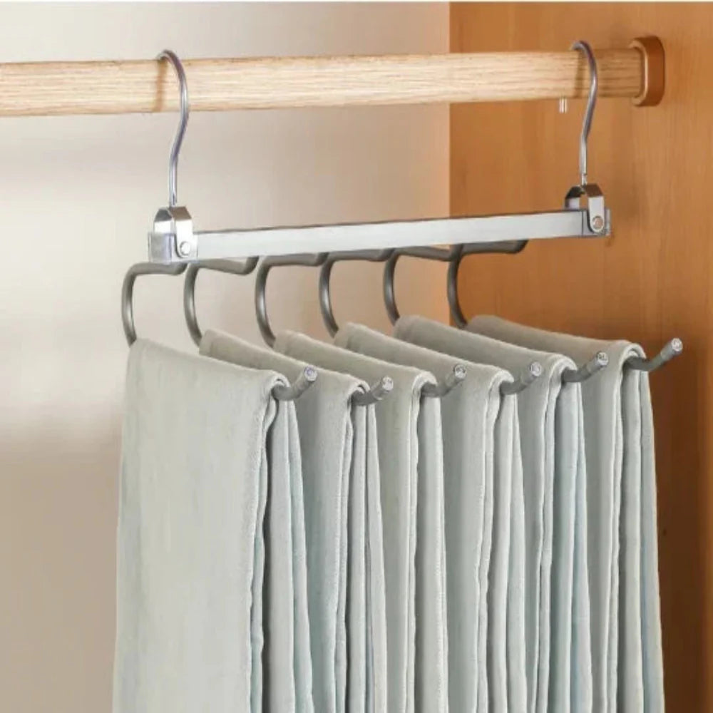 Six Tier Space Saving Pants Hanger for Closet Organization Light gray 6 layer NALANI