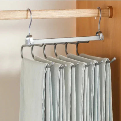 Six Tier Space Saving Pants Hanger for Closet Organization Light gray 6 layer NALANI
