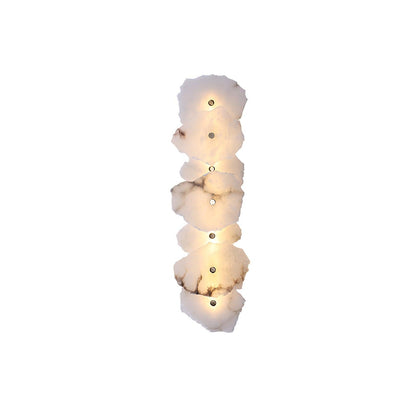 Alabaster Wall Lamp Sconce For Cozy Ambient Lighting 7 Heads L 25.2″ x H 5.5″ L 64cm x H 14cm Gold & White Alabaster NALANI