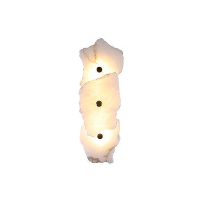 Alabaster Wall Lamp Sconce For Cozy Ambient Lighting 3 Heads L 15.7″ x H 5.5″ L 40cm x H 14cm Gold & White Alabaster NALANI