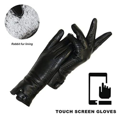 Vintage Leather Gloves With Wool Lining For Winter NALANI