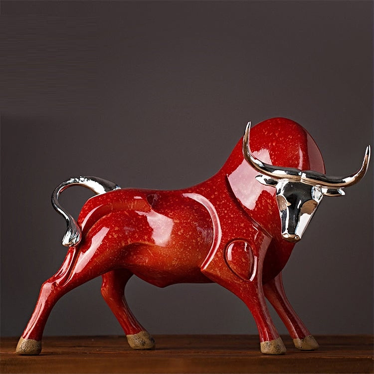 Modern Red and Black Bull Sculptures for Strength and Elegance Red Bull NaLani