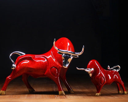Modern Red and Black Bull Sculptures for Strength and Elegance NaLani