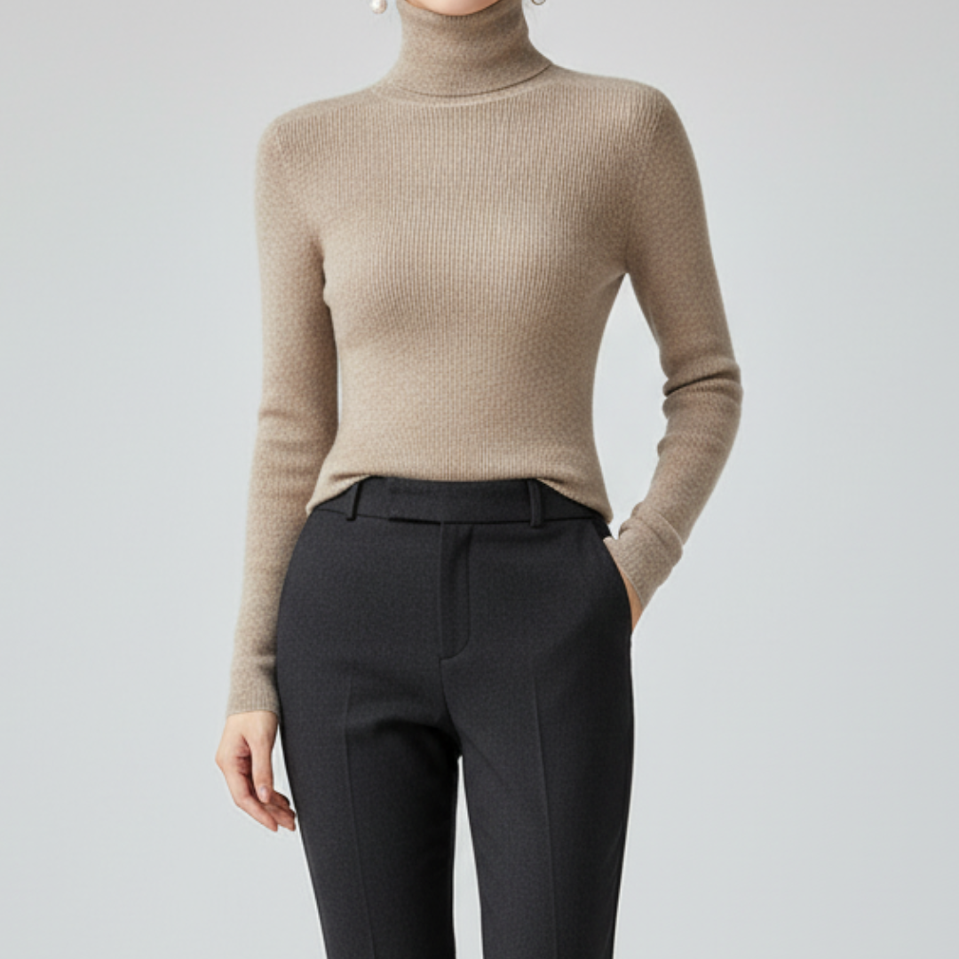 Womens Casual Turtleneck Pullover Knit Sweater For Layering