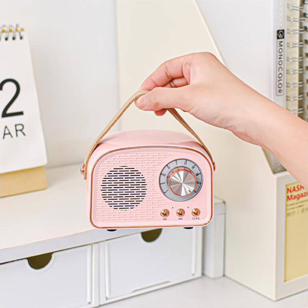 RetroTune - Vintage Bluetooth Radio Lautsprecher Pink NALANI