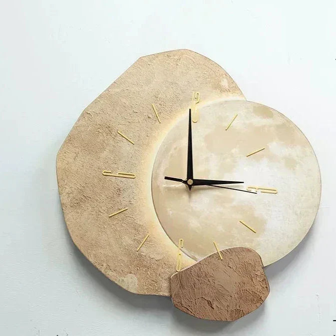 Natural Wood Wall Clock with Unique Design for Home Decor No light A 40cm x 40cm Calora