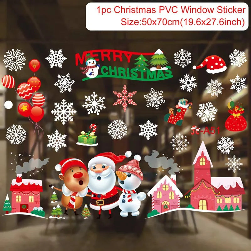 Christmas Wall Window Stickers For Home Decor Xmas Ornaments 2025