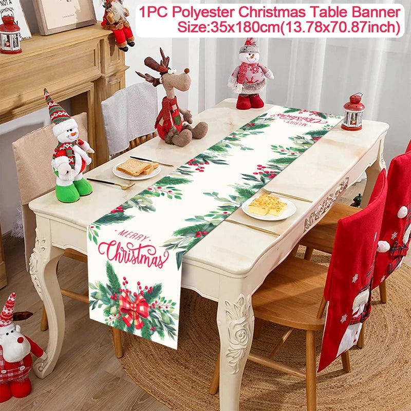 Christmas Table Runner for Home Decor Festive Xmas Ornament Gift