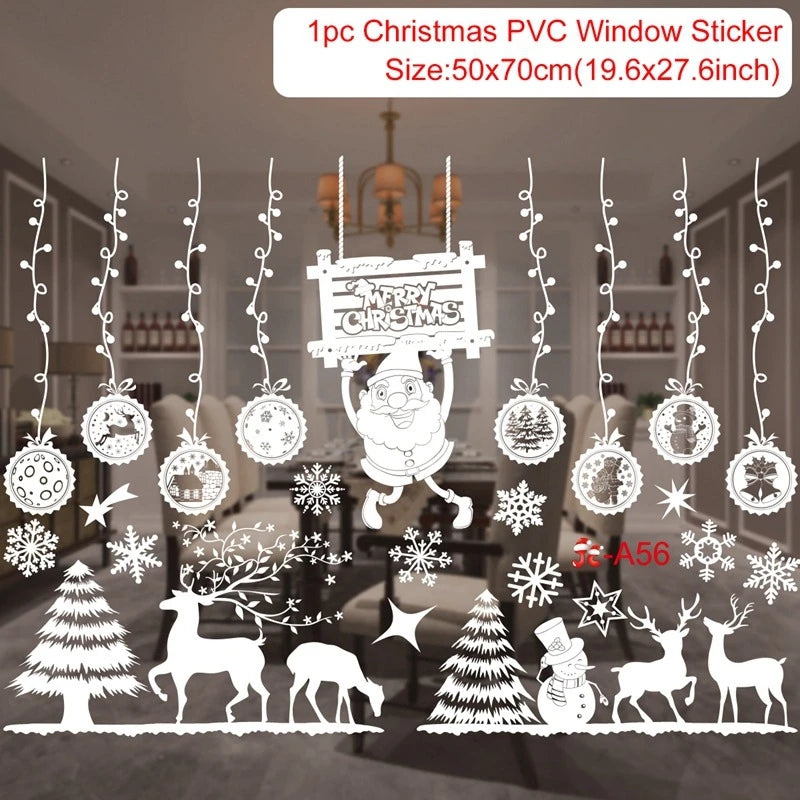 Christmas Wall Window Stickers For Home Decor Xmas Ornaments 2025