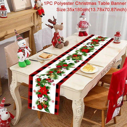 Christmas Table Runner for Home Decor Festive Xmas Ornament Gift