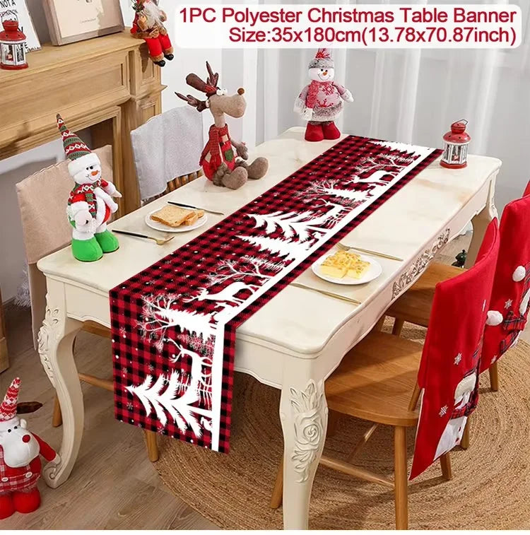 Christmas Table Runner for Home Decor Festive Xmas Ornament Gift