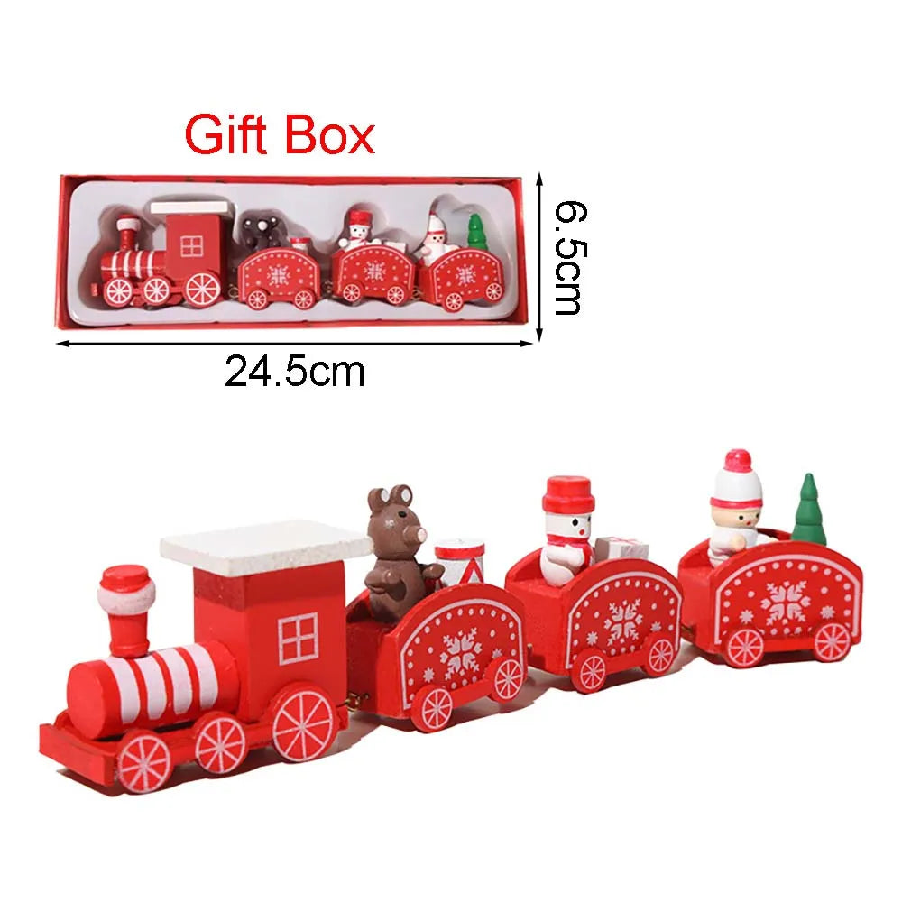 Wooden Christmas Train Ornament With Moving Train Decoration Gift