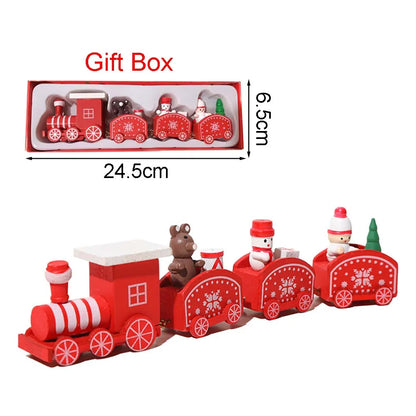 Wooden Christmas Train Ornament With Moving Train Decoration Gift