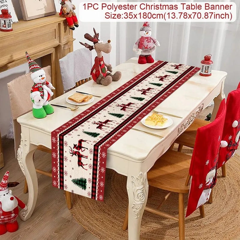 Christmas Table Runner for Home Decor Festive Xmas Ornament Gift