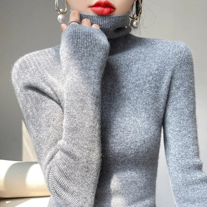 Womens Casual Turtleneck Pullover Knit Sweater For Layering