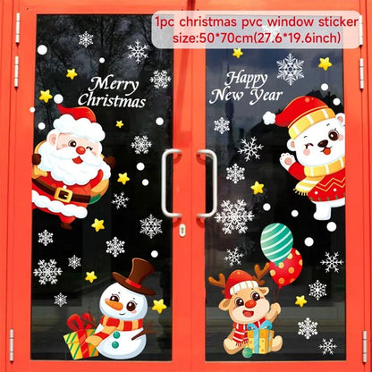 Christmas Wall Window Stickers For Home Decor Xmas Ornaments 2025