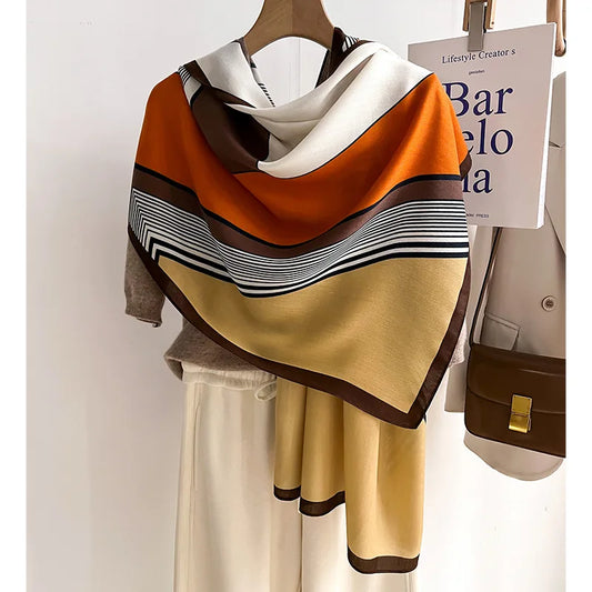 Oversized Winter Wool Cotton Blend Scarf for Women Cozy Red NALANI