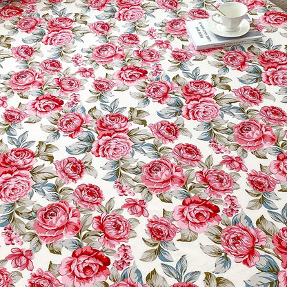 Red Floral Printed Flat Duvet Cover For Double Bed NALANI