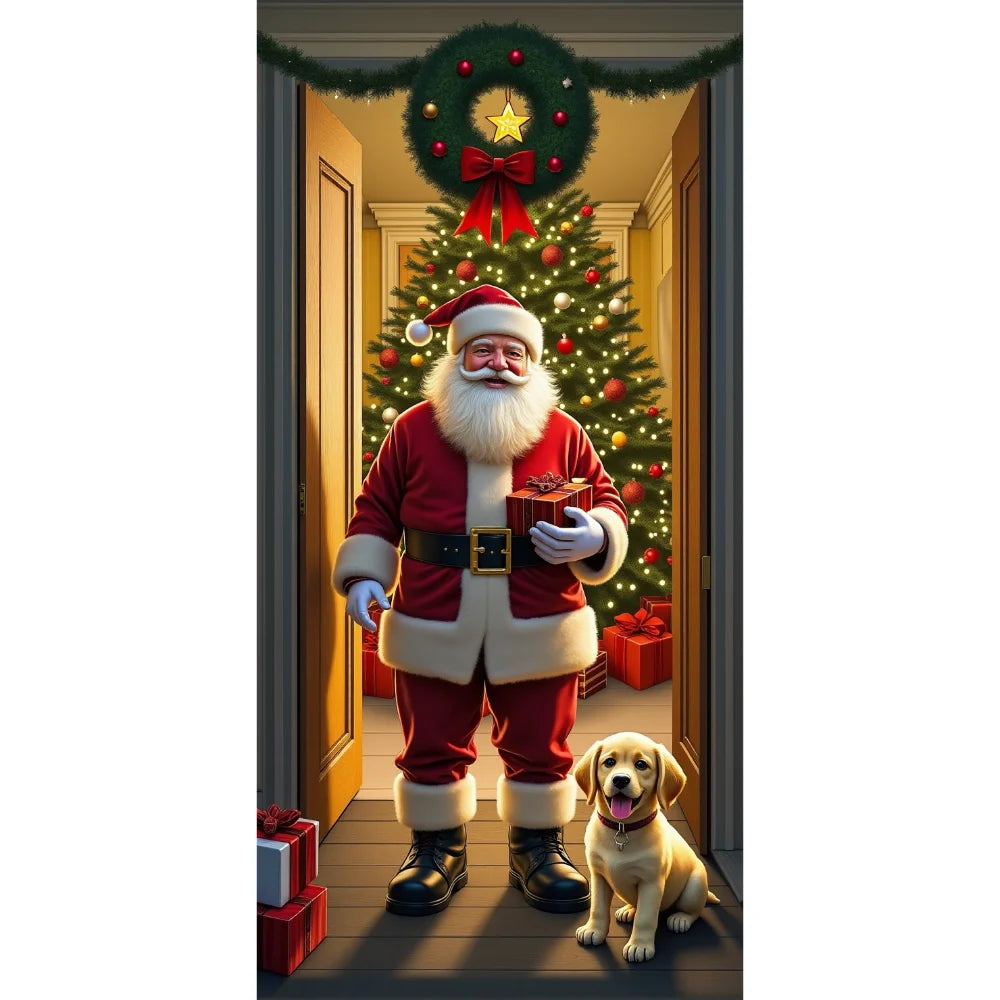 Festive Christmas Door Cover 185x90cm For Entrance And Room Decor