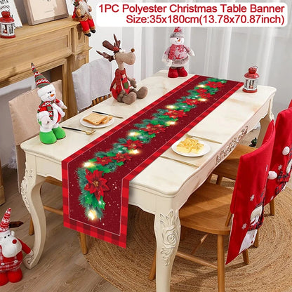 Christmas Table Runner for Home Decor Festive Xmas Ornament Gift