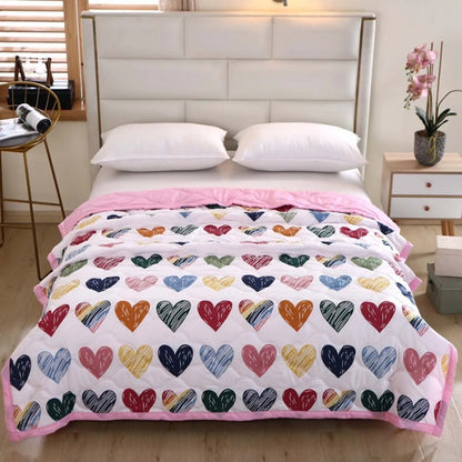 Woven Wool Printed Duvet Set Machine Washable Soft Comfort Love heart powder NALANI