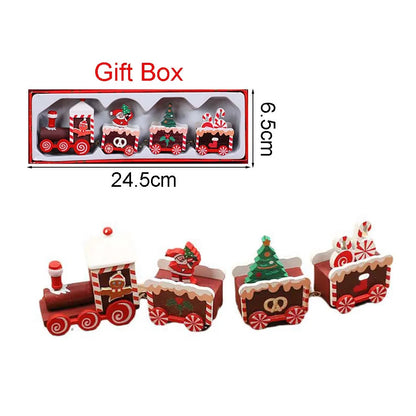Wooden Christmas Train Ornament With Moving Train Decoration Gift