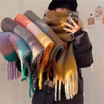 Thick Colorful Cashmere Wool Scarf for Warm Winter Days NALANI