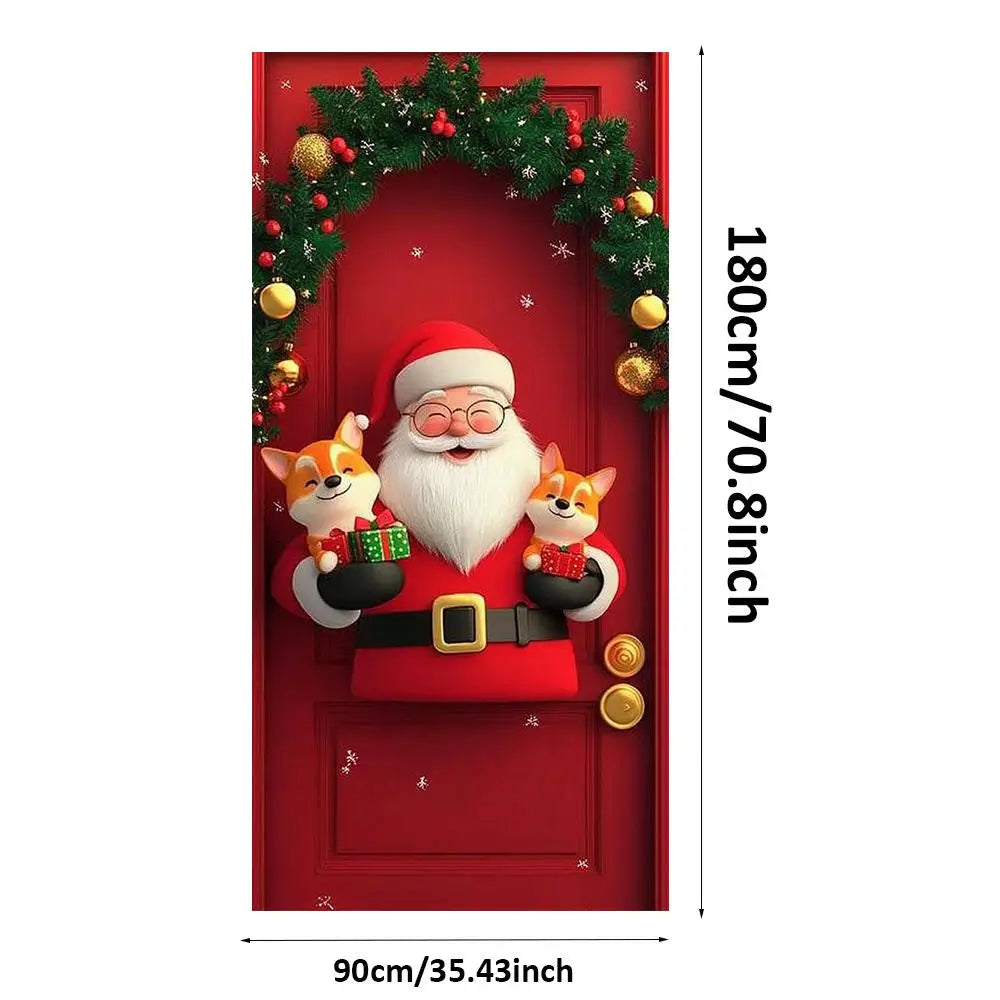Festive Christmas Door Cover 185x90cm For Entrance And Room Decor