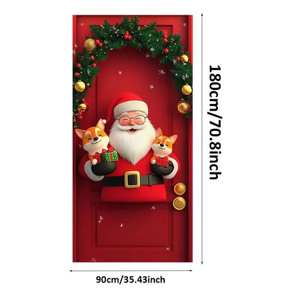 Festive Christmas Door Cover 185x90cm For Entrance And Room Decor